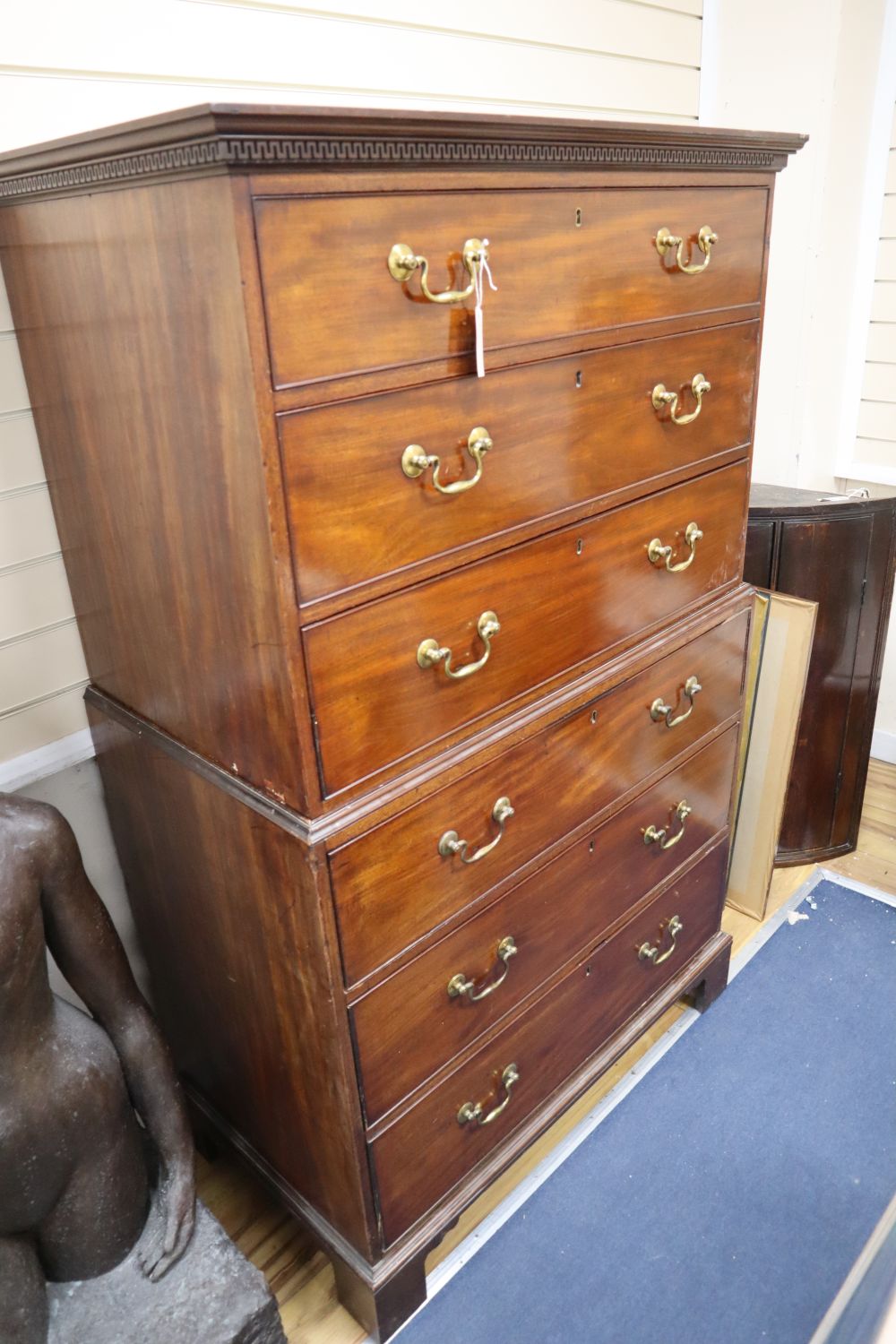 A George III mahogany chest on chest, width 102cm